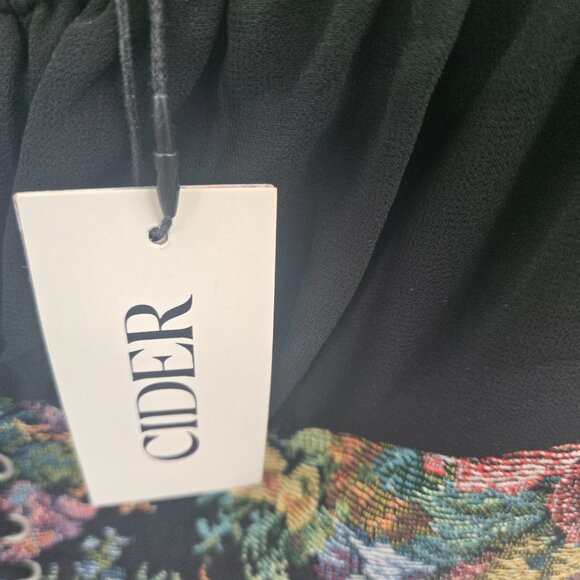 Cider Black Tapestry Lace Up Mini Lined Dress Size Small - Picture 10 of 13